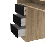 Scrivania lineare quercia e nera 126x55cm con 3 cassetti - Shanshan