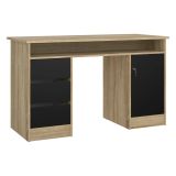 Scrivania lineare quercia e nera 126x55cm con 3 cassetti - Shanshan