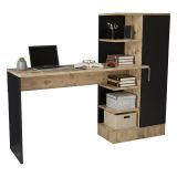 Scrivania lineare quercia e nera 152x40cm con 1 cassetto - Angaga