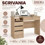 Scrivania lineare rovere 109x48cm con 4 cassetti - Franklin