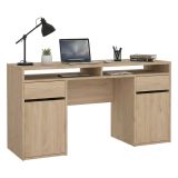 Scrivania lineare rovere 149x48cm con 2 cassetti - Leepi