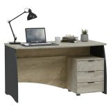 Scrivania lineare rovere e antracite 136x67cm con 3 cassetti - Azziz