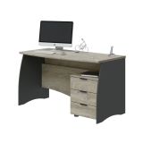 Scrivania lineare rovere e antracite 136x67cm con 3 cassetti - Azziz