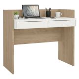 Scrivania lineare rovere e bianca 102x55cm con 2 cassetti - Antillo
