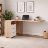 Scrivania lineare rovere e bianca 150x99cm con 3 cassetti - Peipah