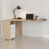 Scrivania lineare rovere e bianca 150x99cm con 3 cassetti - Peipah
