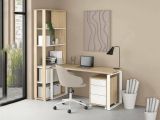 Scrivania lineare rovere e bianca 184x79cm con libreria - Etienne