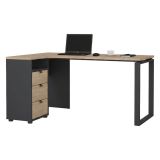 Scrivania lineare rovere e grigia 150x99cm con 3 cassetti - Medard