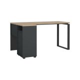 Scrivania lineare rovere e grigia 150x99cm con 3 cassetti - Medard