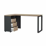 Scrivania lineare rovere e grigia 150x99cm con 3 cassetti - Medard