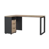 Scrivania lineare rovere e grigia 150x99cm con 3 cassetti - Medard