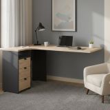 Scrivania lineare rovere e grigia 150x99cmper ufficio - Peipah