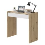 Scrivania lineare rovere nodi e bianca 81x40cm con 1 cassetto - Akaba