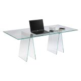 Scrivania lineare trasparente 180x90cm piano in vetro - Asfelj