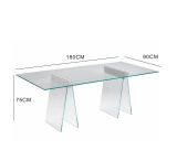 Scrivania lineare trasparente 180x90cm piano in vetro - Asfelj