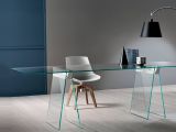 Scrivania lineare trasparente 180x90cm piano in vetro - Asfelj