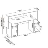 Scrivania Manos, Scrittoio multifunzione moderno da gaming, Tavolo da studio porta PC e porta CD, 154x69h98 cm, Antracite, senza luci LED