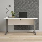 Scrivania Marcerre, Scrittoio multiuso, Tavolo per ufficio porta PC, Piano di lavoro, 150x80 h75 cm, Bianco e Grigio