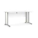Scrivania Marcerre, Scrittoio multiuso, Tavolo per ufficio porta PC, Piano di lavoro, 150x80 h75 cm, Bianco e Grigio