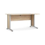Scrivania Marcerre, Scrittoio multiuso, Tavolo per ufficio porta PC, Piano di lavoro, 150x80 h75 cm, Grigio e Quercia