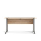 Scrivania Marcerre, Scrittoio multiuso, Tavolo per ufficio porta PC, Piano di lavoro, 150x80 h75 cm, Grigio e Quercia