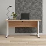 Scrivania Marcerre, Scrittoio multiuso, Tavolo per ufficio porta PC, Piano di lavoro, 150x80 h75 cm, Quercia e Bianco