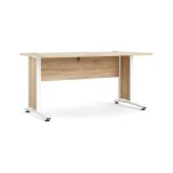 Scrivania Marcerre, Scrittoio multiuso, Tavolo per ufficio porta PC, Piano di lavoro, 150x80 h75 cm, Quercia e Bianco