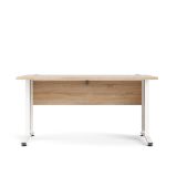 Scrivania Marcerre, Scrittoio multiuso, Tavolo per ufficio porta PC, Piano di lavoro, 150x80 h75 cm, Quercia e Bianco