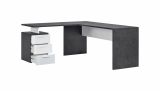 Scrivania Mark, Scrittoio angolare porta PC, Tavolo multiuso per ufficio, Scrivania salvaspazio multiposizione, 100% Made in Italy, cm 160x60h75, Ardesia e Bianco lucido