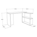 Scrivania Marrone Noce 2 Ripiani Angolare 130x50x74h cm, 2 Vani - Fibreno