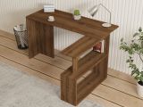 Scrivania Marrone Noce 2 Ripiani Angolare 130x50x74h cm, 2 Vani - Fibreno