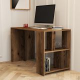Scrivania Marrone Noce 3 Ripiani 4 Vani 120x60x75h cm, Colore Ripiano Marrone - Corfinio