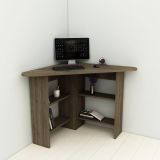 Scrivania Marrone Noce 5 Ripiani Angolare 80x80x74h cm, 4 Vani - Mamette