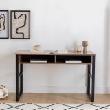 Scrivania Marrone Noce Nero 3 Ripiani 2 Vani 120x60x75h cm, Colore Ripiano Marrone - Samo