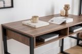 Scrivania Marrone Noce Nero 3 Ripiani 2 Vani 120x60x75h cm, Colore Ripiano Marrone - Samo