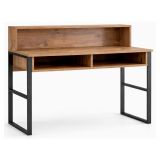 Scrivania Marrone Noce Nero 4 Ripiani 2 Vani 120x55x96h cm, Colore Ripiano Marrone - Tramonti