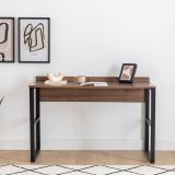 Scrivania Marrone Noce Nero un Ripiano Sfumatura Colore Ripiano Noce 112x60x79h cm, Colore Struttura Nero - Chietino