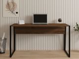 Scrivania Marrone Noce Nero un Ripiano Sfumatura Colore Ripiano Noce 140x70x74h cm, Colore Struttura Nero - Frascati