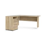 Scrivania Marrone Quercia 3 Cassetti Colore Ripiano Marrone 159x150x75h cm, Sfumatura Colore Struttura Quercia - Roslyn