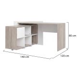 Scrivania Marrone Quercia Angolare 3 Ripiani 140x120x80h cm, 6 Vani - Canaro