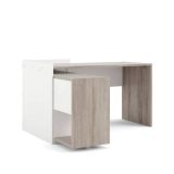 Scrivania Marrone Quercia Angolare 3 Ripiani 140x120x80h cm, 6 Vani - Canaro