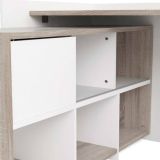 Scrivania Marrone Quercia Angolare 3 Ripiani 140x120x80h cm, 6 Vani - Canaro
