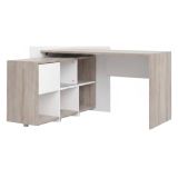 Scrivania Marrone Quercia Angolare 3 Ripiani 140x120x80h cm, 6 Vani - Canaro
