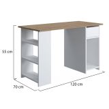 Scrivania Marrone Quercia un Cassetto 2 Ripiani 120x73x54.8h cm, 4 Vani