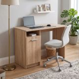 Scrivania Marrone Rovere 2 Ripiani 3 Vani 100x50x74.5h cm, Un'anta - Tiriolo