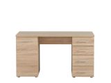 Scrivania Marrone Rovere 2 Ripiani 4 Cassetti 135x50x75.5h cm, 2 Vani - Flaminio