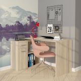 Scrivania Marrone Rovere Angolare un Cassetto 120x92x74h cm, 4 Ripiani - Linaza