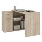 Scrivania Marrone Rovere Angolare un Cassetto 120x92x74h cm, 4 Ripiani - Linaza