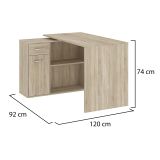 Scrivania Marrone Rovere Angolare un Cassetto 120x92x74h cm, 4 Ripiani - Linaza