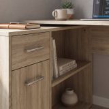 Scrivania Marrone Rovere Angolare un Cassetto 120x92x74h cm, 4 Ripiani - Linaza